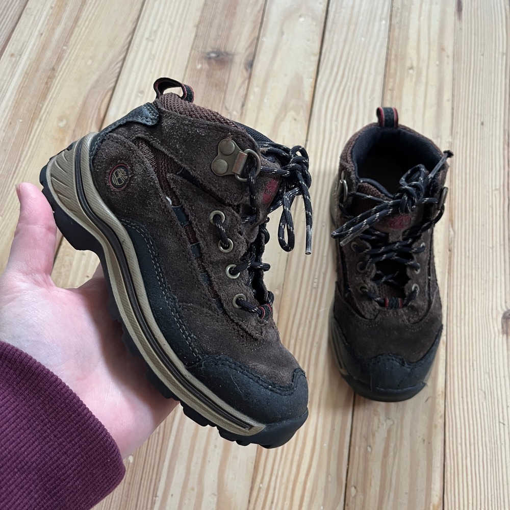 Timberland Kids 10.5M Brown Suede Leather Hiking Boots 66836 Mid Top Trail shoe